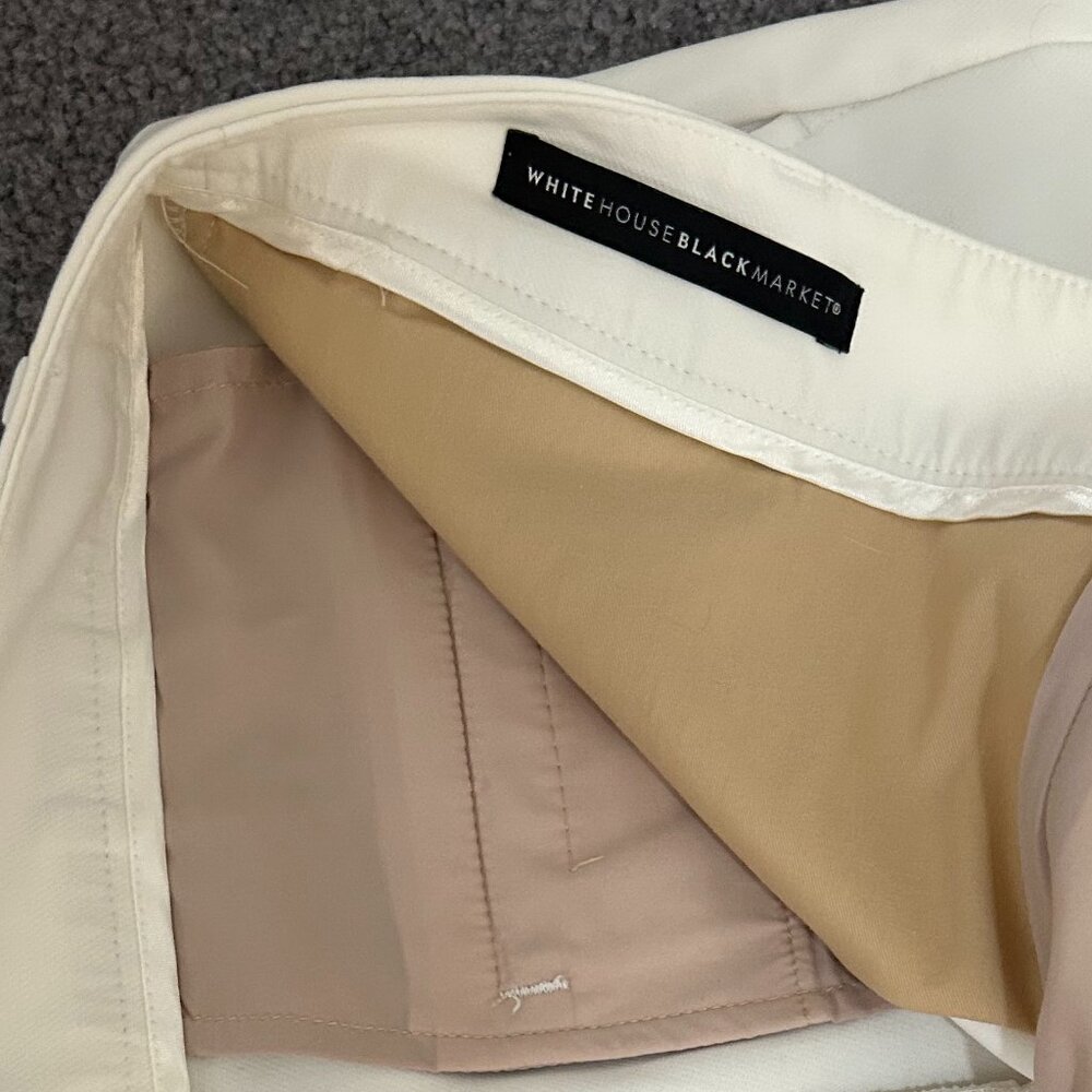 WHBM Ecru/White Comfort Stretch Classic Slim Ankle Pants Size 8 - Picture 10 of 11